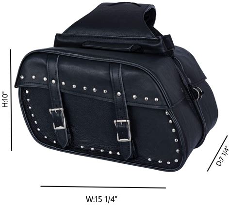 black leather motorcycle saddlebags.